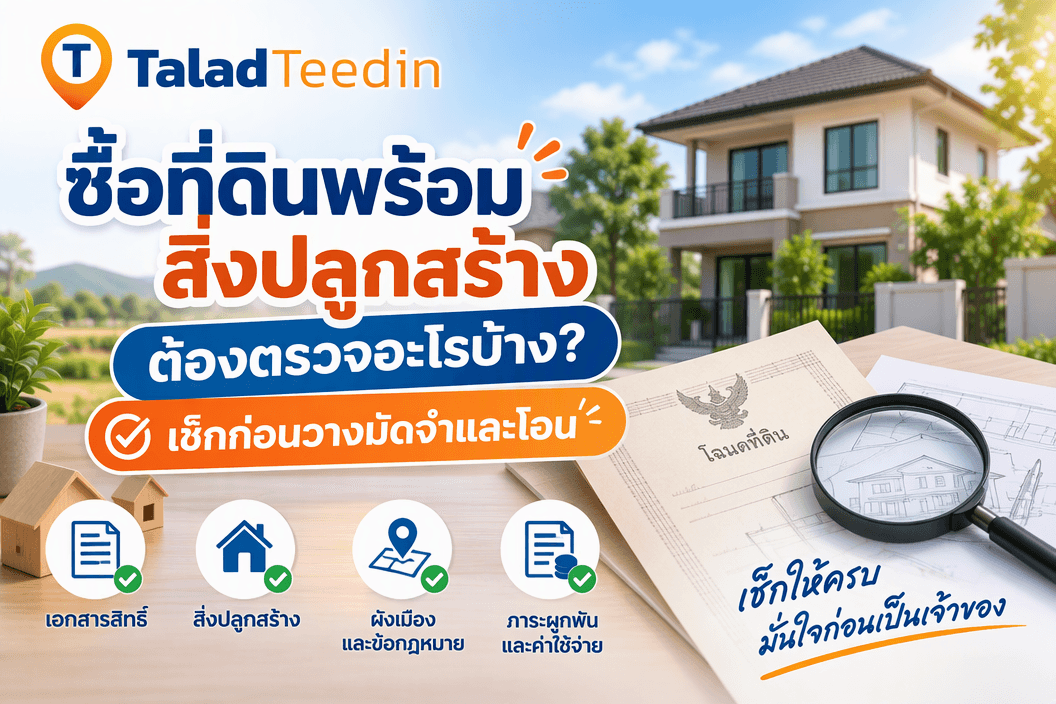 ซื้อที่ดินพร้อมสิ่งปลูกสร้าง ต้องตรวจอะไรบ้าง? เช็กก่อนวางมัดจำและโอน