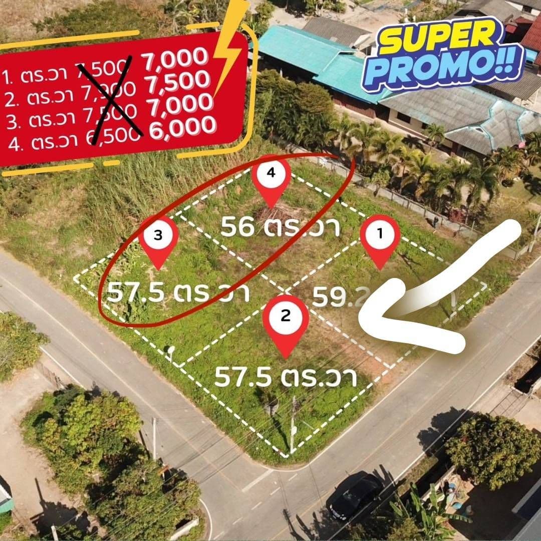 ที่ดินแบ่งแปลงขายแปลงสุดท้ายชุมชนบ้านโล๊ะติดตลาดหัวเวียง เวียงป่าเป้า 57 ตารางวา.