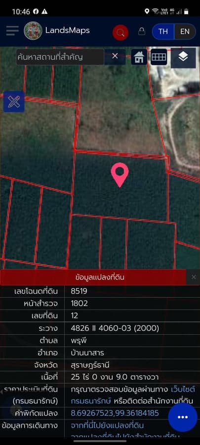 ที่ดินเปล่า บ้านนาสาร สุราษฏร์ธานี 25-0-9.0