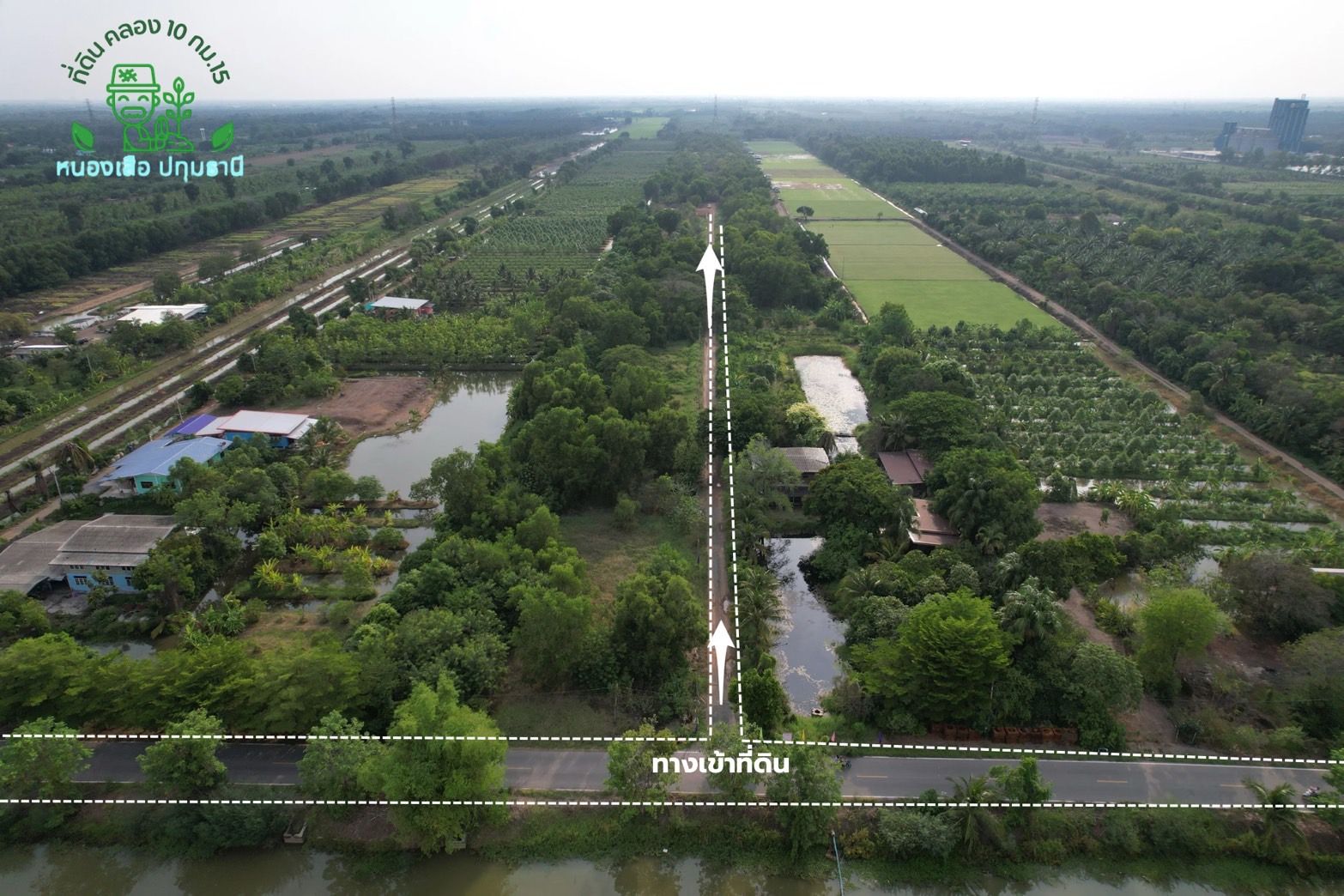 ขายที่ดินปทุมธานี ที่ดินในโครงการ ใกล้ บริษัท แสงทอง อาหารสัตว์ หนองเสือ ปทุมฯ 0-2-0