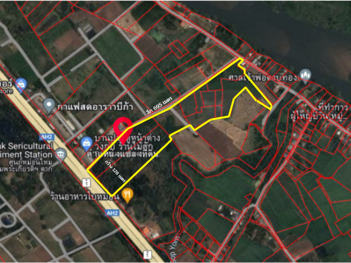 ขายที่ดิน 52-1-97.8 ไร่หน้ากว้าง 128 ม. ติดถนนสายเอเชีย วังเจ้า ตาก
