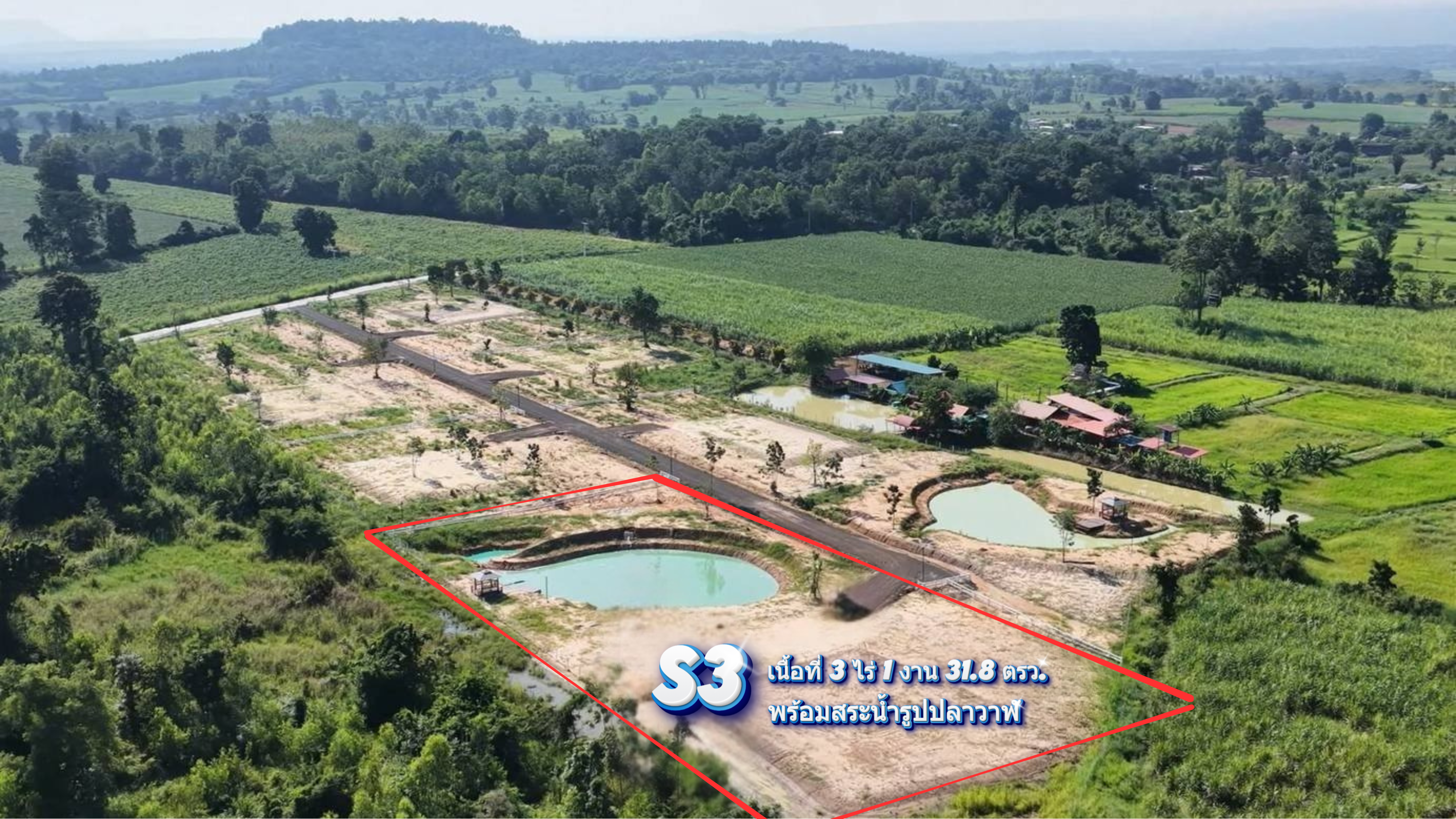 แปลงสุดท้ายแล้วนะ ที่ดิน วิวภูเขาวังน้ำเขียว เนื้อที่ 3 ไร่ 1 งาน 31.8 ตรว. พร้อมสระน้ำรูปปลาวาฬ ปักธงชัย โคราช