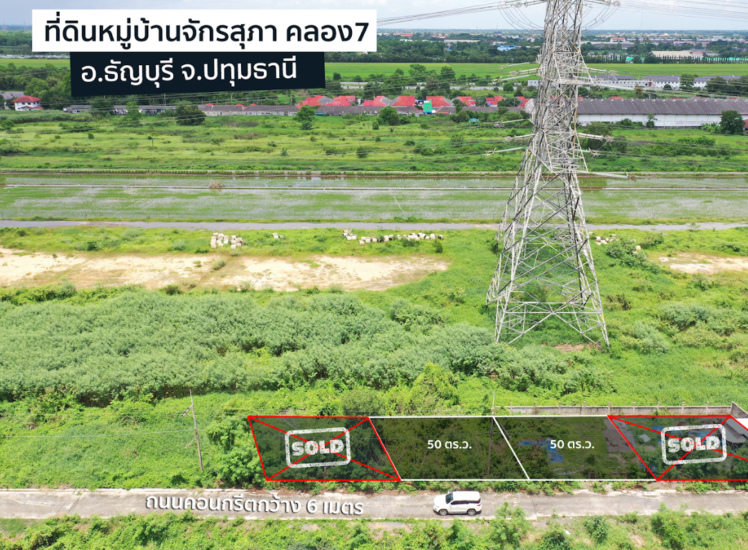 ขายที่ดินปทุมธานี ธัญบุรี ที่ดินในโครงการจักรสุภา คลอง 7 