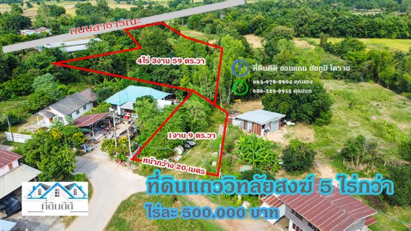 ที่ดินบ้านโนนเหลี่ยม ต.นาฝาย แถววิทยาลัยสงฆ์ชัยภูมิ 5 ไร่
