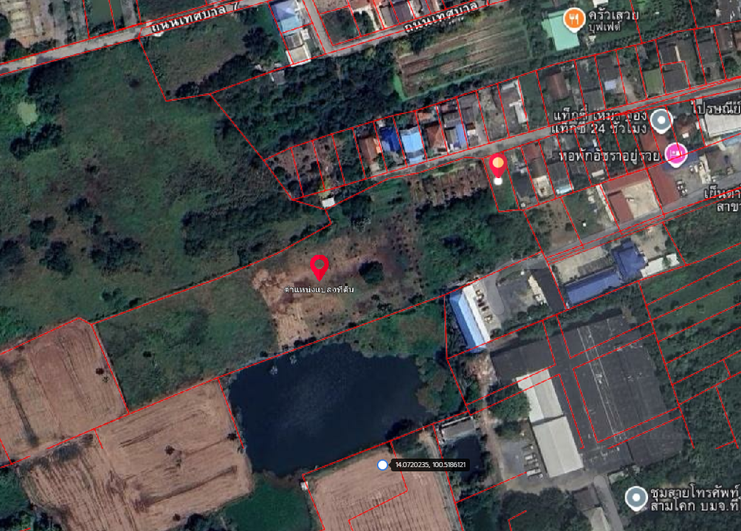ขายที่ดินปทุมฯ สามโคก ทำเลดี สามารถทำจัดสรรได้