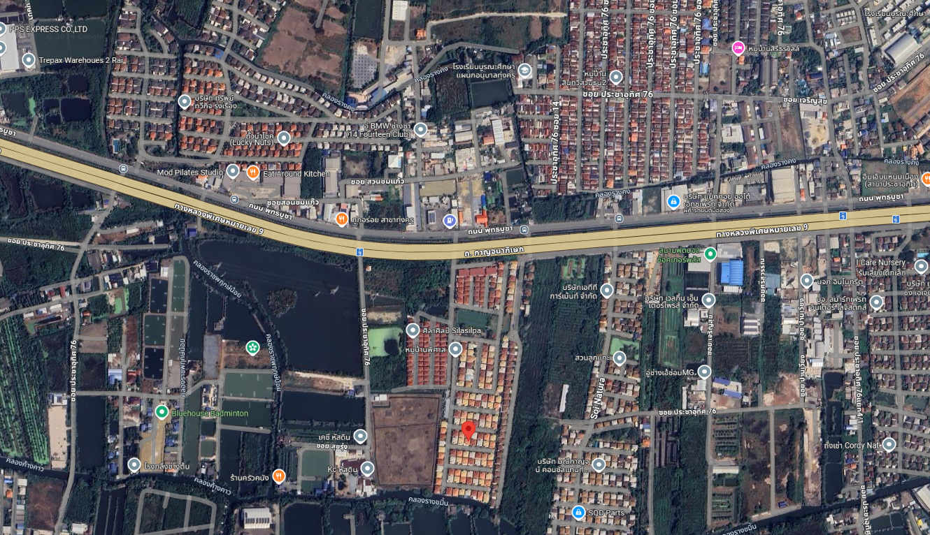 ขายบ้านกรุงเทพ เขตทุ่งครุ บ้านเดี่ยว 2 ชั้น หมู่บ้านพิศาลประชาอุทิศ เลียบทางด่วน ฝั่งตรงข้ามปั้ม ปตท. 