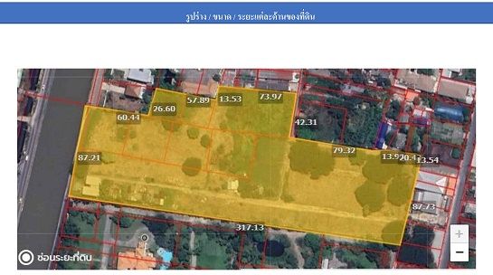 ขายที่ดิน ทำเลดี ติดถนนเลียบคลองประปา กทม. 18-2-68.3 ไร่ หน้ากว้าง 87 ม.