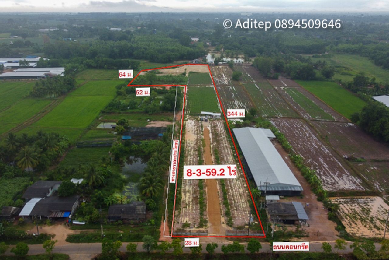 ขายที่ดินชลบุรี อำเภอพนัสนิคม โฉนดเกือบ 9 ไร่ ที่ถมแล้ว ติดทางสาธารนะ ใกล้ทางหลวง 331