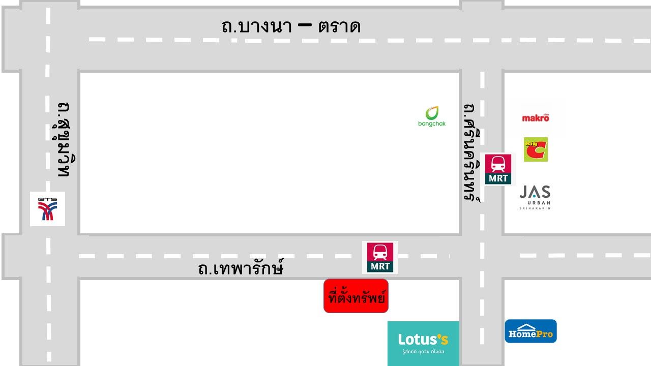 ขายที่ดิน 19 ไร่ เทพารักษ์ ห่าง MRT 0 เมตร
