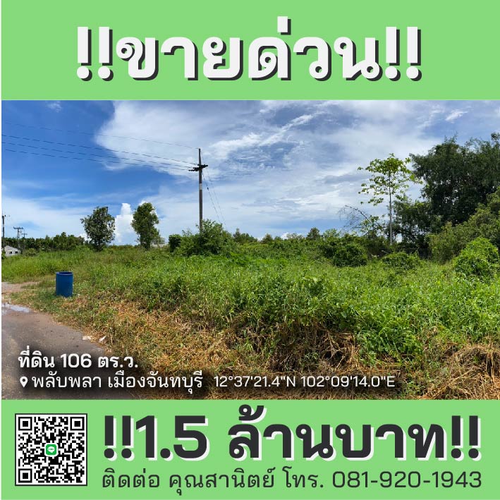 ขายที่ดินจันทบุรี เมืองจันทบุรี 0-1-6ตารางวา