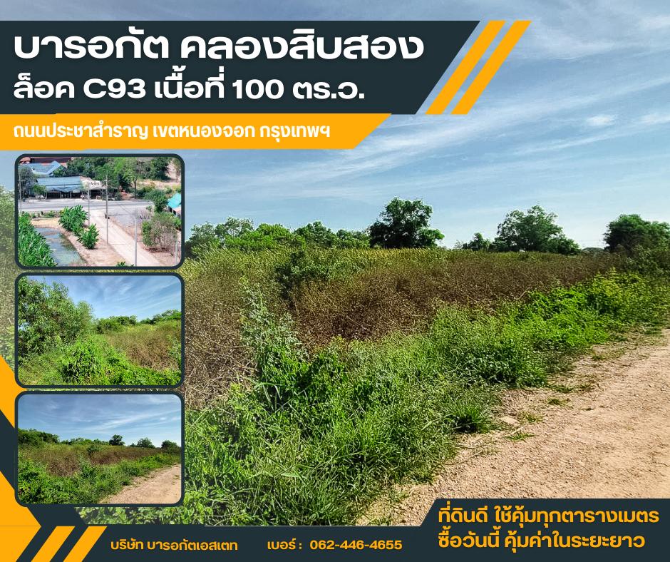 ถนนประชาสำราญ เขตหนองจอก กรุงเทพฯ น้ำ-ไฟ พร้อม เนื้อที่ 100 ตร.ว.