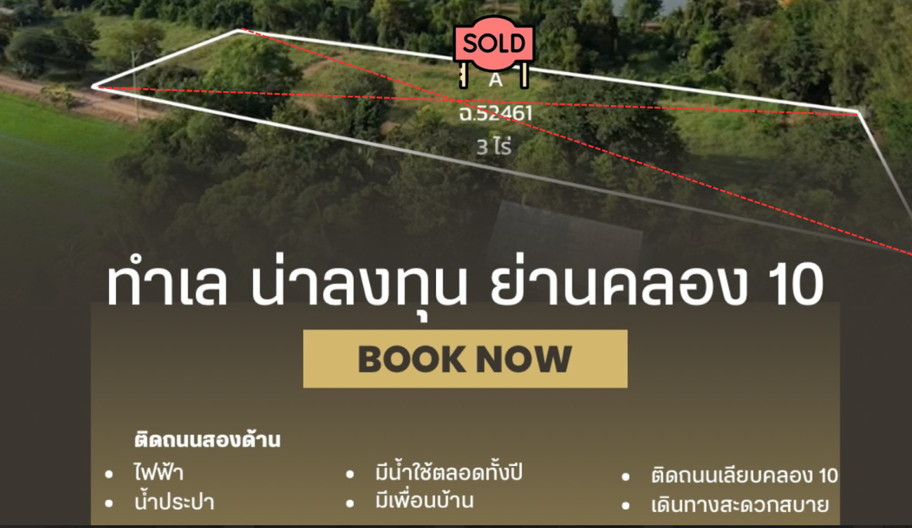 ขายที่ดินปทุมธานี หนองเสือ คลอง 10 