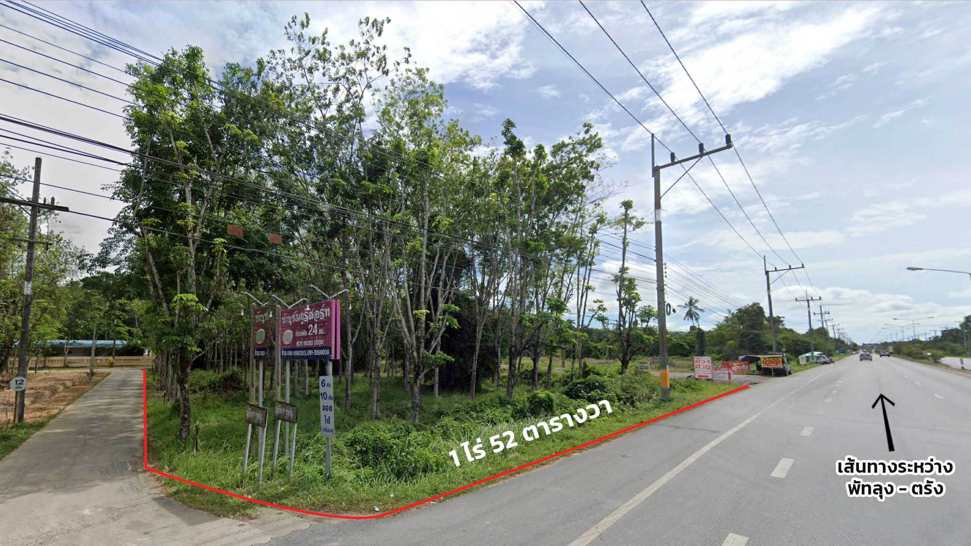 ขายถูก 5 ล้าน 9 แสน บาท ที่สวนยางติดถนนใหญ่ ระหว่างทางพัทลุง-ตรัง