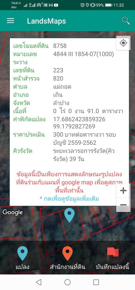 ขายที่ดิน ลำปาง 91 ตรว.
