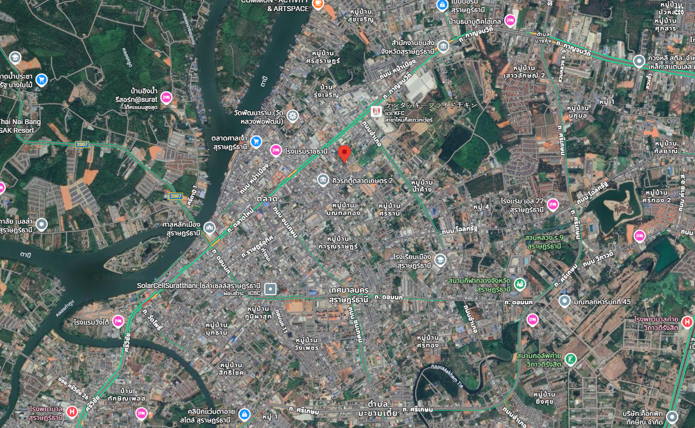 ขายที่ดินสุราษฎร์ธานี อำเภอเมือง ที่ดินแปลง ในเมืองเทศบาล แหล่งอำนวยความสะดวกรอบด้าน