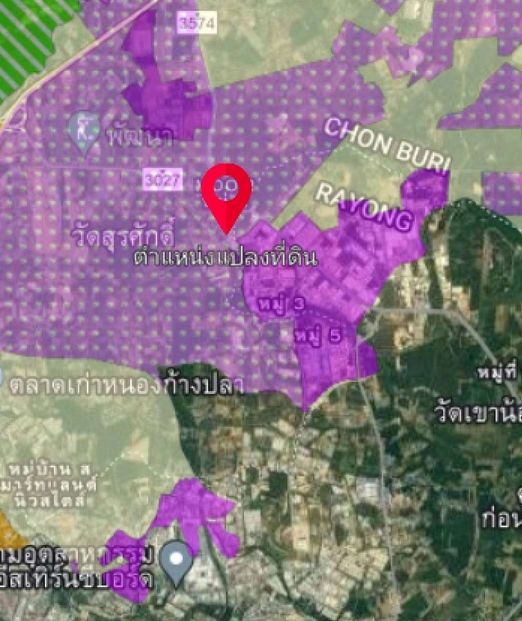 ขายที่ดินศรีราชา สีม่วงลายจุด 3-1-34 ไร่