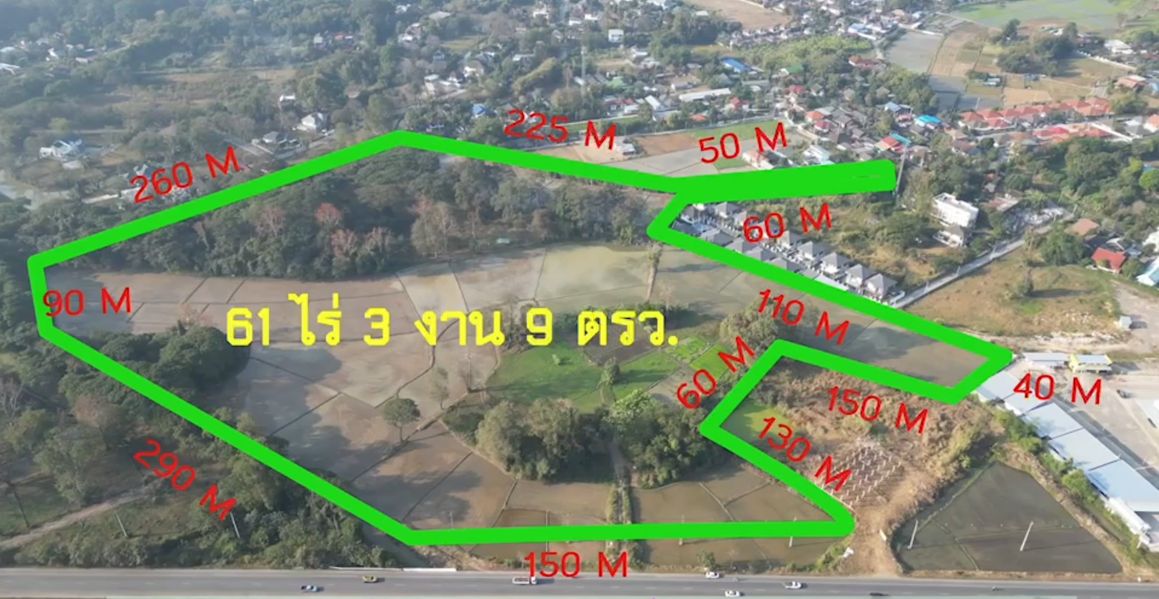 ขายที่ดินเชียงใหม่ อำเภอเมือง ที่ดิน 61 ไร่ ติดวงแหวน 3 ใกล้ตลาดหมื่นล้าน