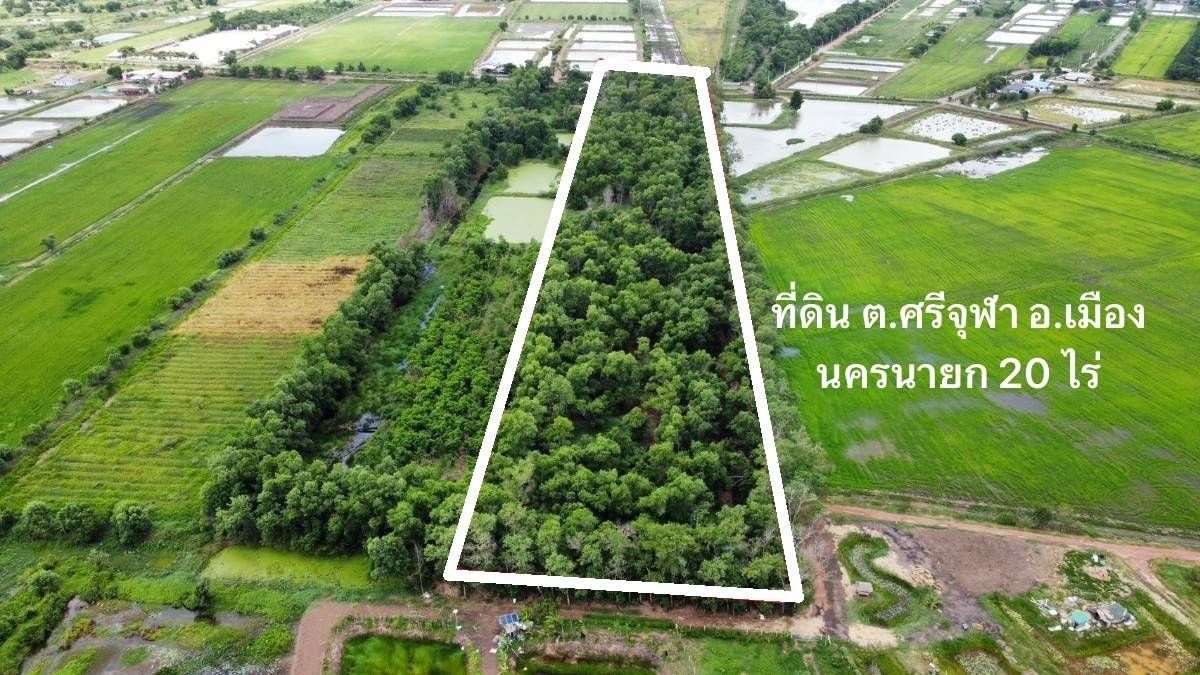 ที่ดินสวยๆ ใกล้ อบต.ศรีจุฬา  นครนายก เนื้อที่ 20 ไร่