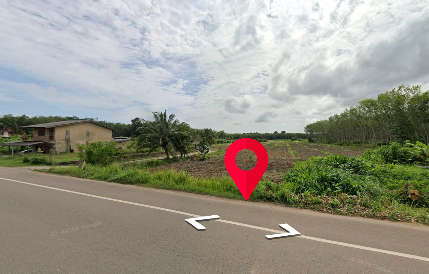 ขายที่ดินตรัง ปะเหลียน ติดถนน ทุ่งยาว-แหลมสอม ห่างจากตลาดทุ่งยาว 350เมตร