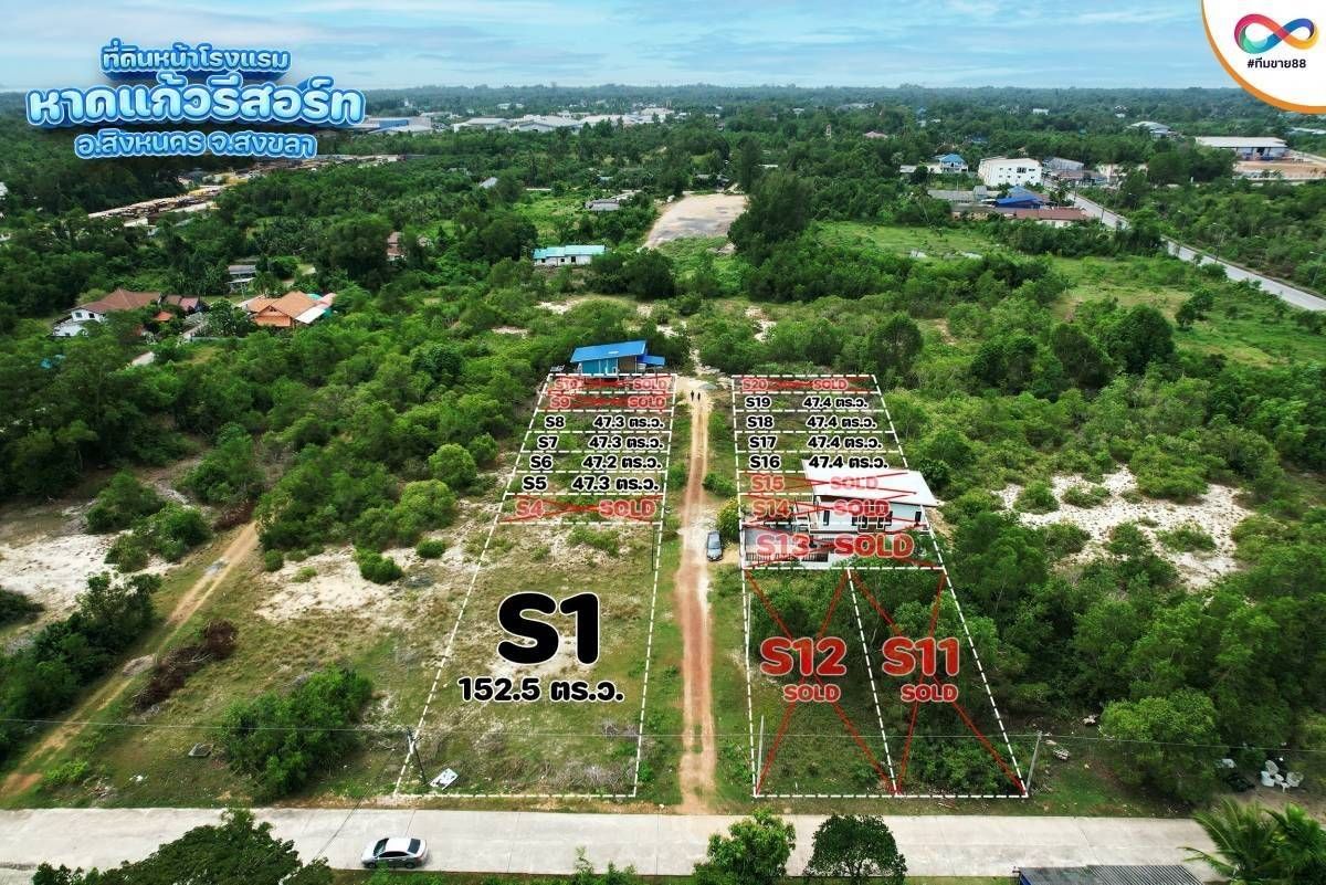 ขายที่ดินสงขลา ใกล้โรงแรมหาดแก้ว รีสอร์ท สิงหนคร สงขลา
