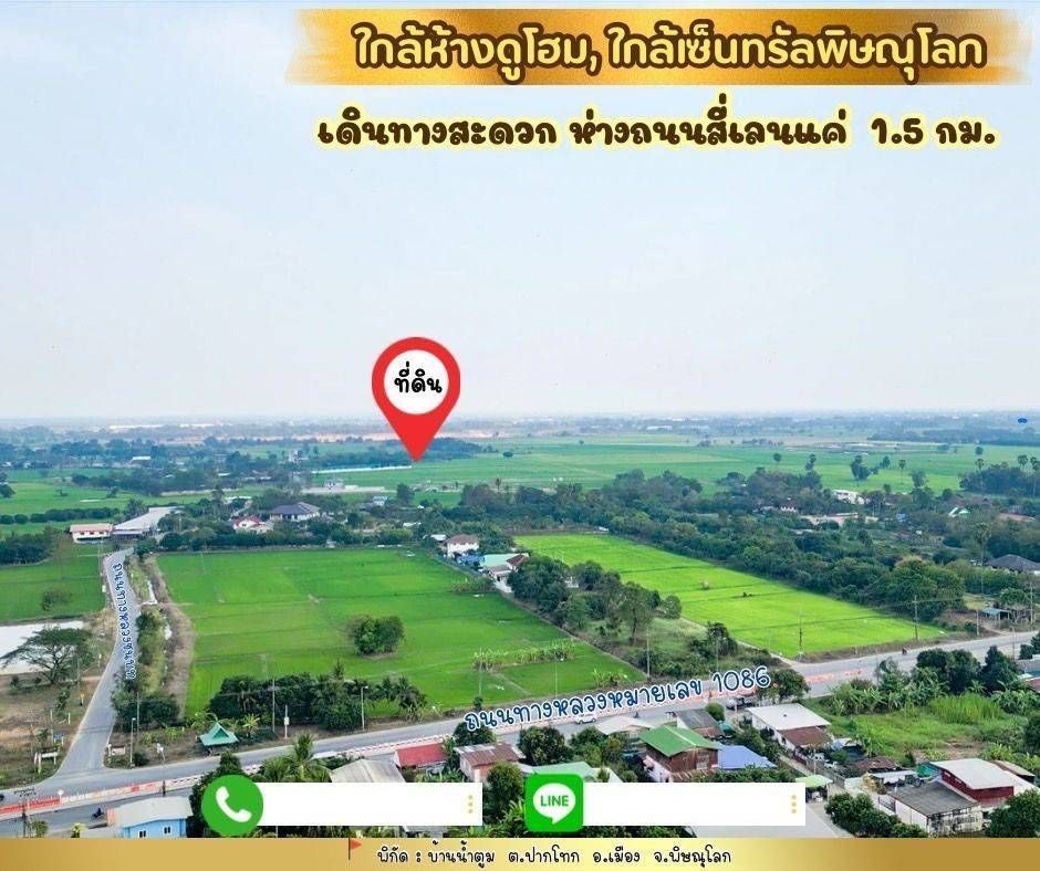 ขายที่ดินพิษณุโลก ที่แบ่งขาย ทำเลงาม แหล่งอำนวยความสะดวกรอบด้าน 0-1-30