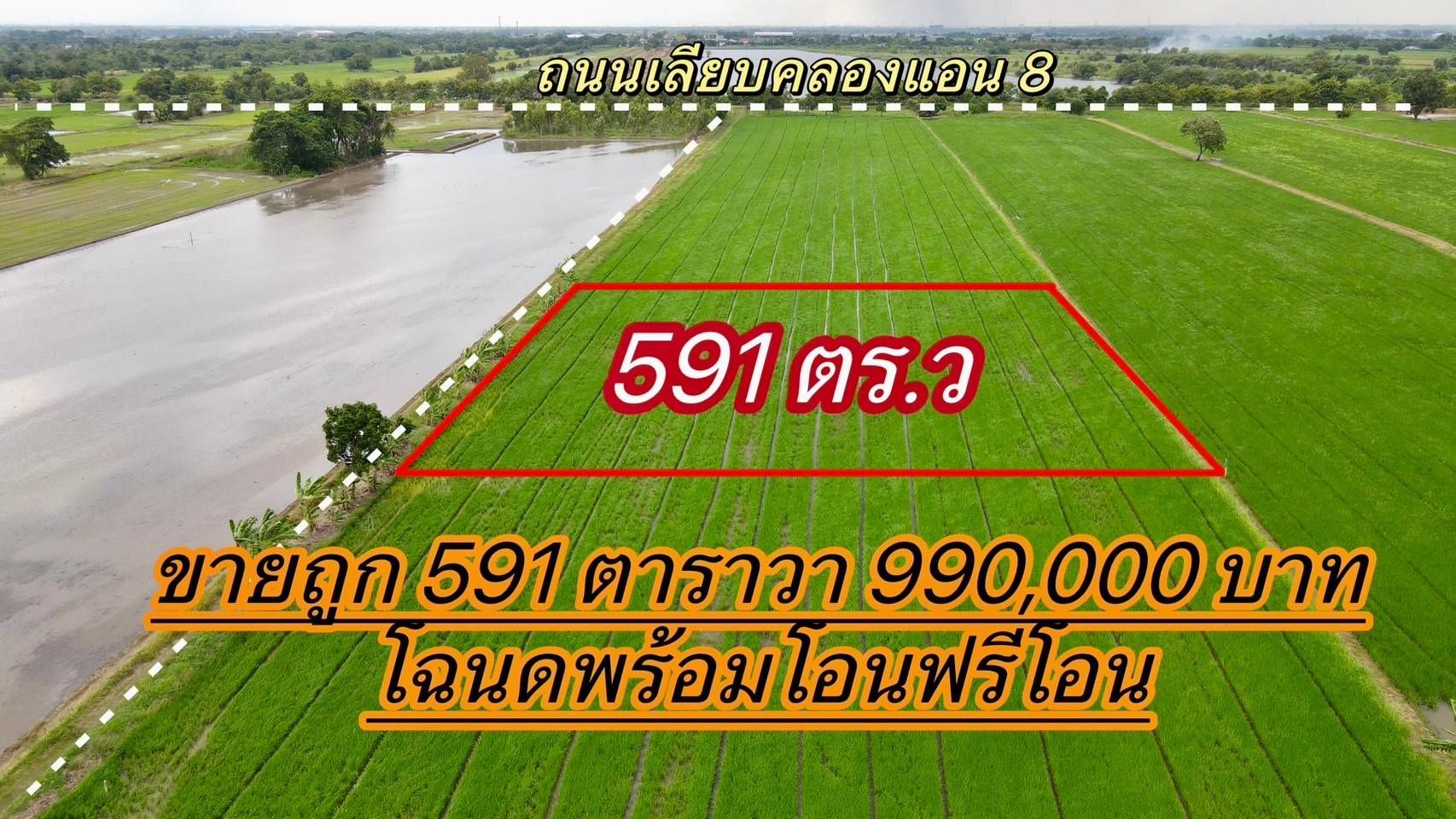 ขายที่ดินปทุมธานี อำเภอหนองเสือ ที่ดินแปลงสวย บรรยากาศดี 