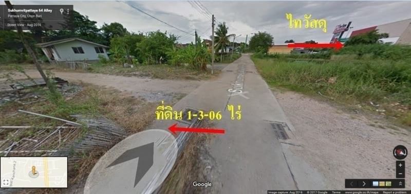 ขายที่ดินทำเลดี อยู่ใกล้ถนนสุขุมวิท พัทยา เหมาะสร้างร้านอาหาร,ร้านกาแฟ,บ้านพักอาศัย 