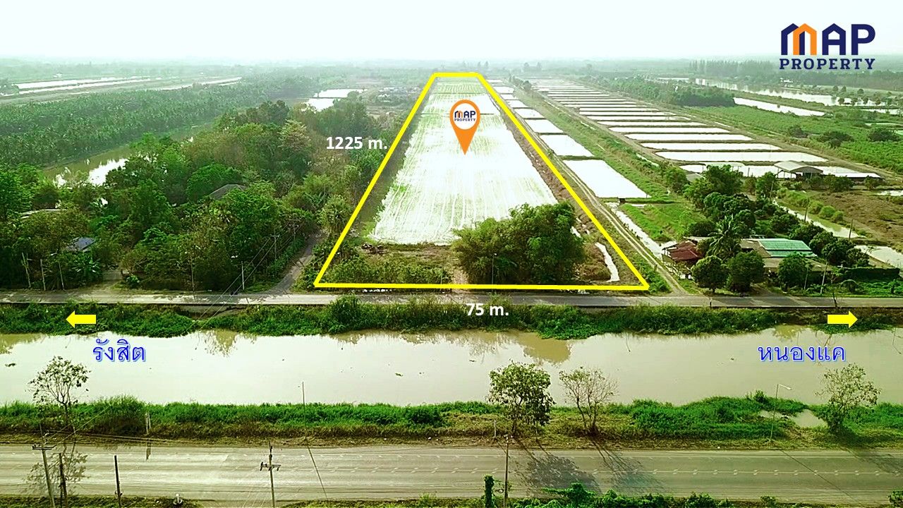 ขายด่วนที่ดินแปลงใหญ่ ริมคลองชลประทาน อ.หนองเสือ จ.ปทุมธานี