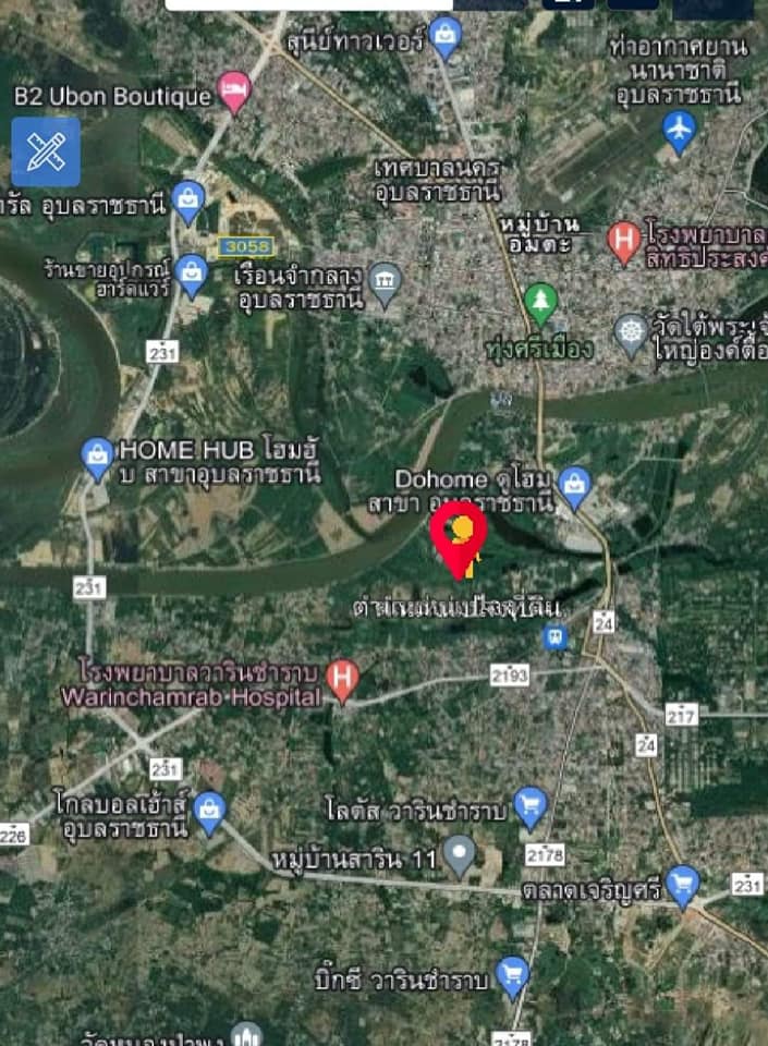 ที่ดิน ใกล้แม่น้ำมูล  - ใกล้ตัวอำเภอวาริน อุบลราชธานี 8-0-43.5 ไร่