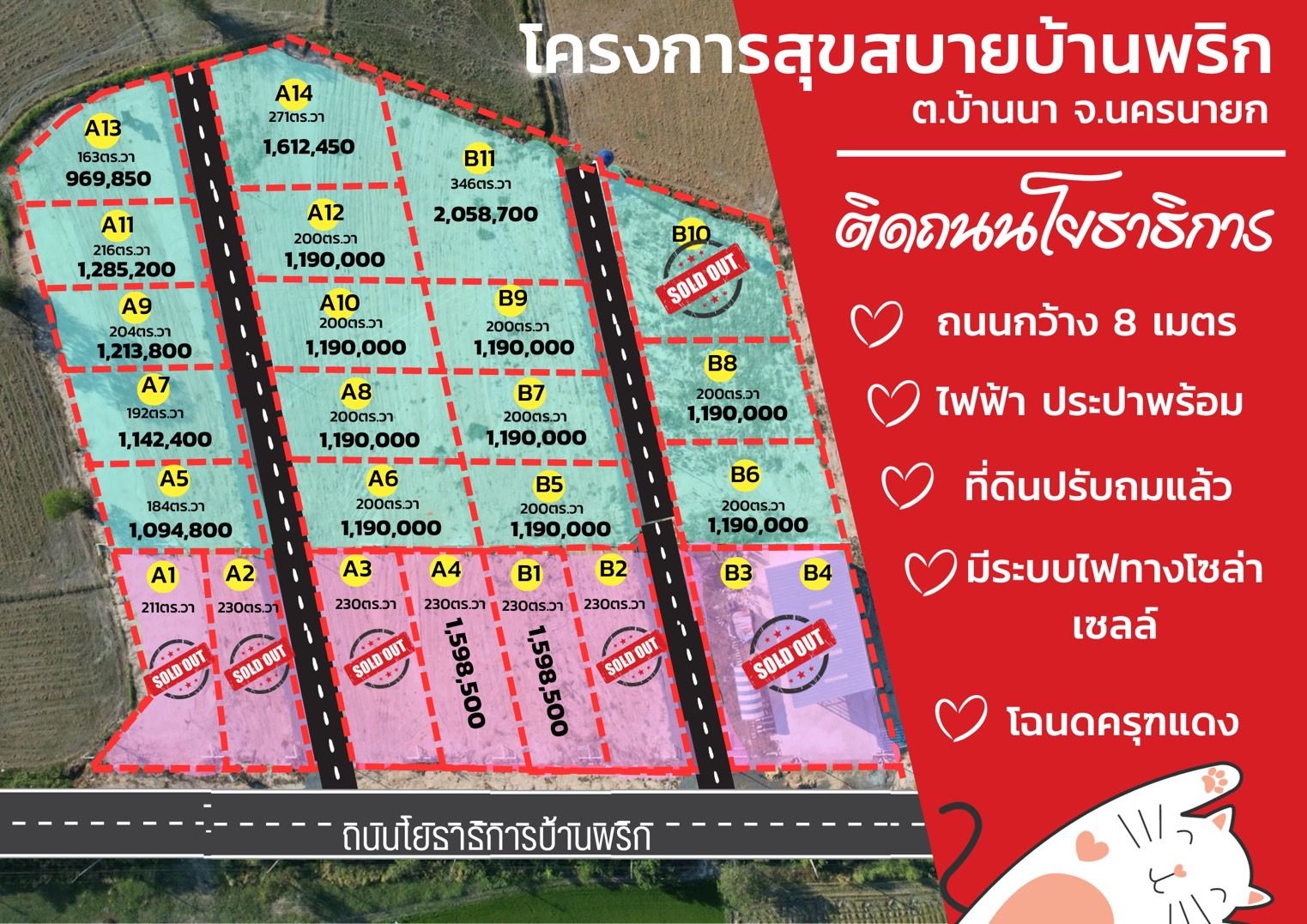ขายที่ดินติดถนนโยธาธิการ บ้านนา นครนายก 0-2-30 ไร่