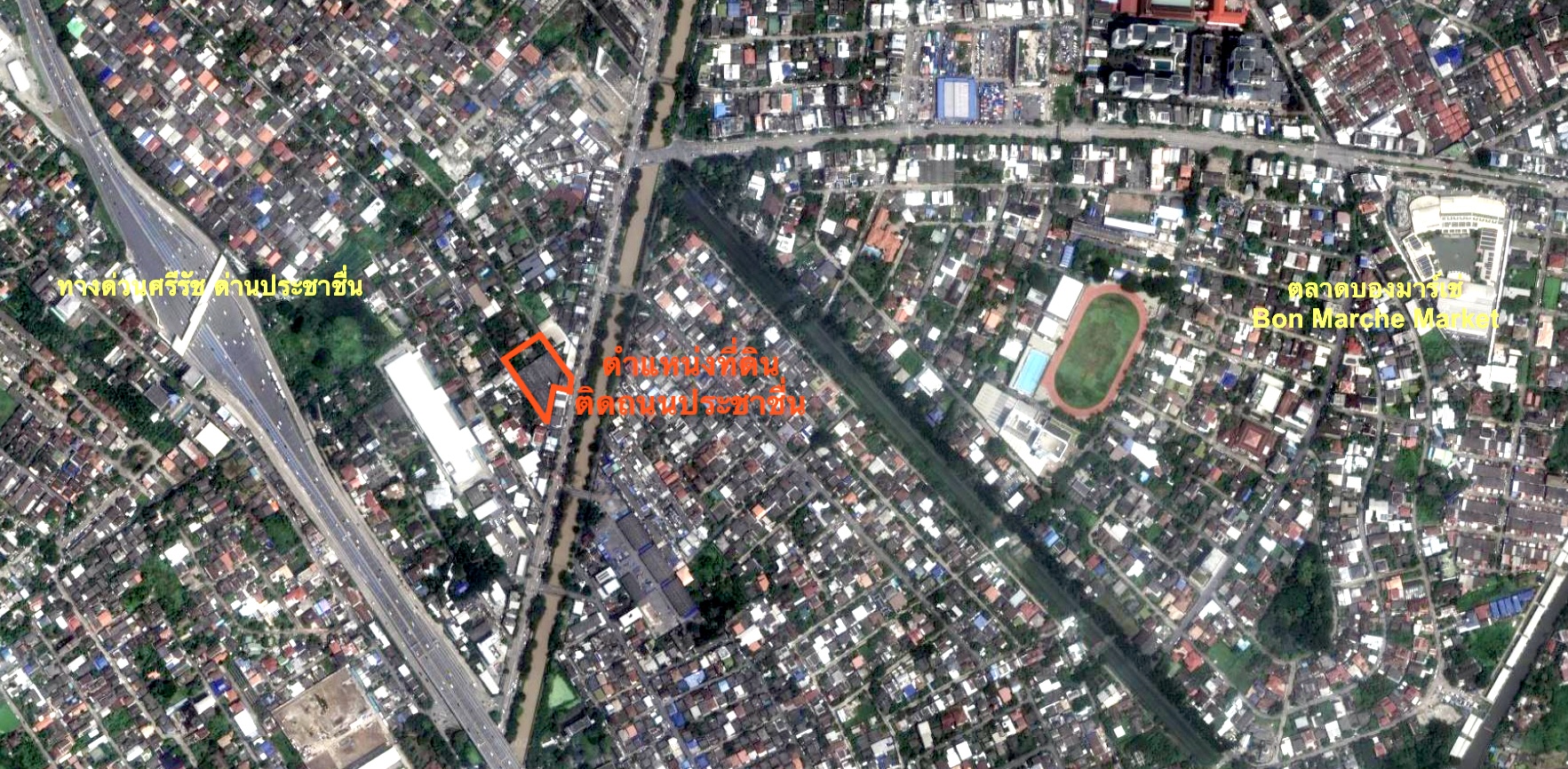 ที่ดินติดถนนประชาชื่น ใกล้ทางด่วน 2-2-74