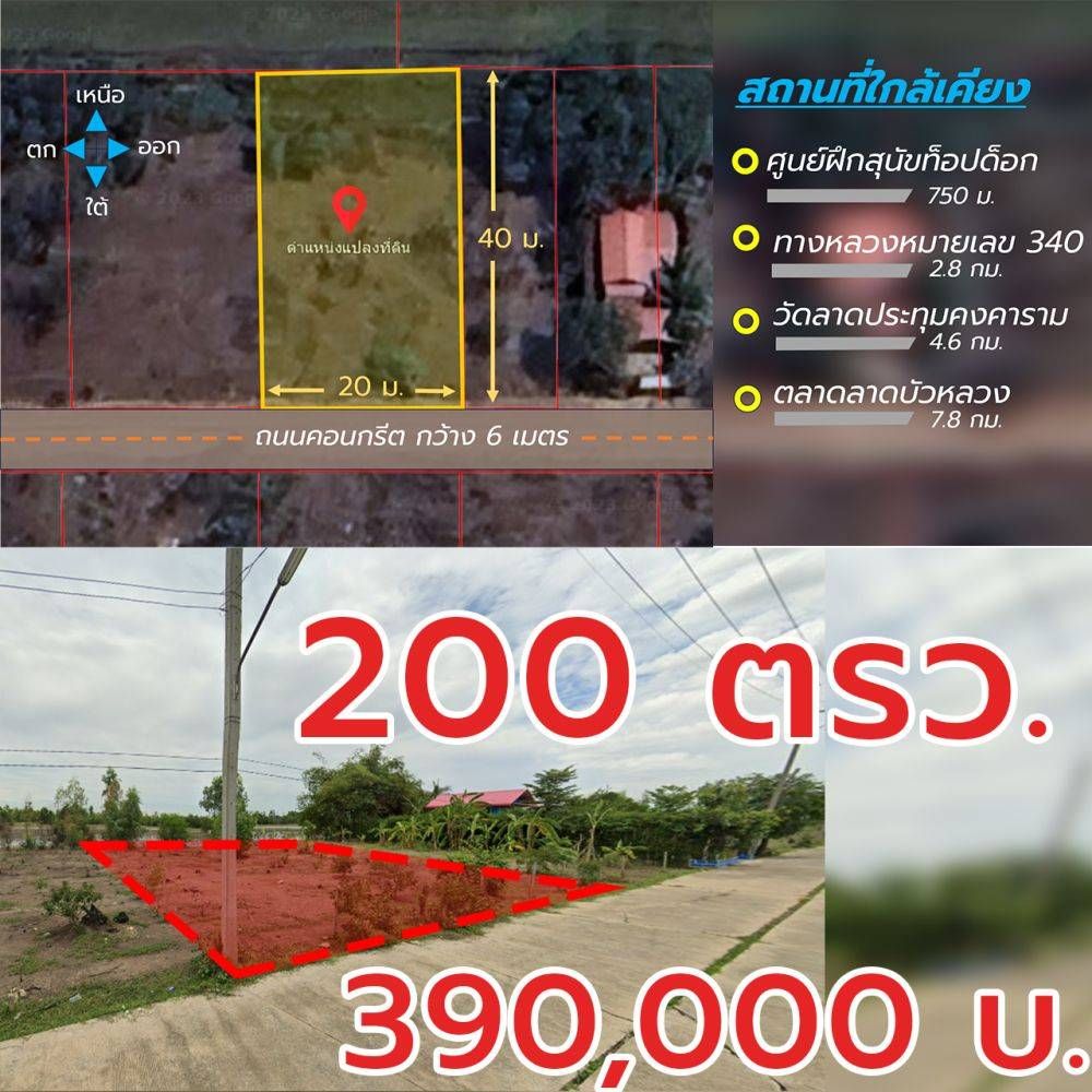 ขายที่ดินสวย 200 ตรว. ลาดบัวหลวง อยุธยา