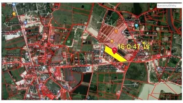 ขายที่ดินชลบุรี ที่ดินแปลงสวย  พานทอง ใกล้แหล่งอำนวยความสะดวกรอบด้าน 16-0-47 ไร่