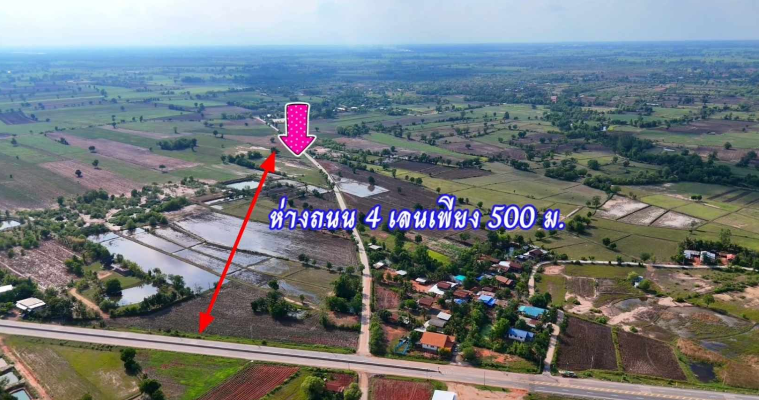 ขายด่วน! ที่ดินด่านขุนทด ติดถนนคอนกรีตหน้ากว้าง 90ม.(ห่าง4เลน 500ม.)