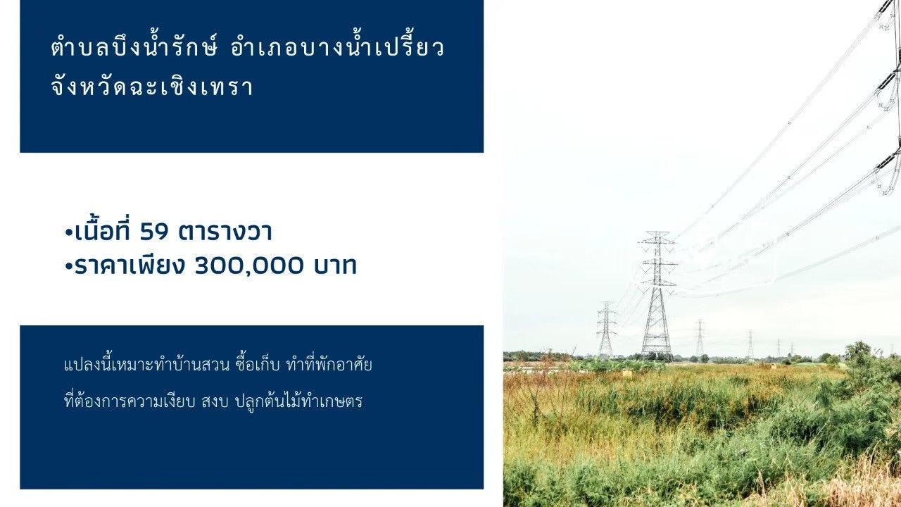 ขายด่วนที่สวยใกล้กรุง  ทำเลดีราคาถูก อำเภอบางน้ำเปรี้ยว จังหวัดฉะเชิงเทรา