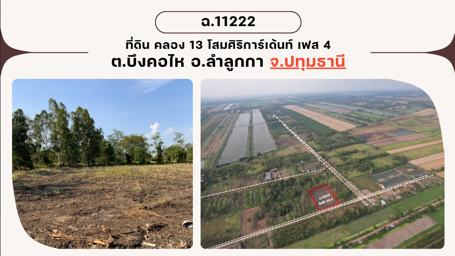 ขายที่ดินปทุมธานี ลำลูกกา คลอง 13 โสมศิริเฟส 4