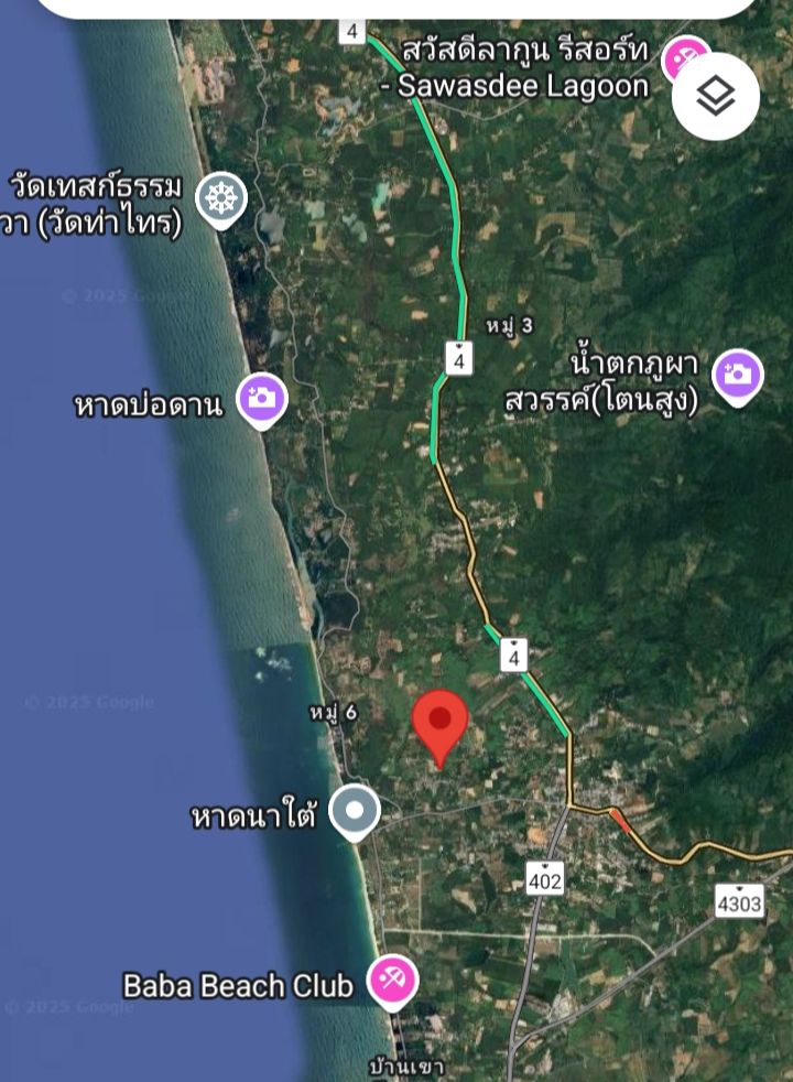 ขายที่ดิน ใกล้หาดนาใต้ อ.ตะกั่วทุ่ง จ.พังงา เนื้อที่ 4 ไร่ 60 ตารางวา