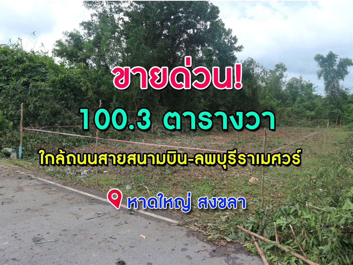 ขายที่ดินด่วน !! 1 งาน ใกล้สนามบินหาดใหญ่ เดินทางเข้าออกสะดวก