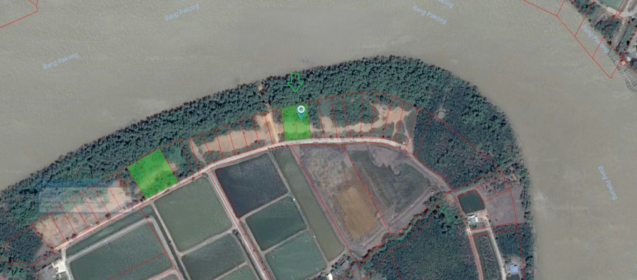 ทีดินติดแม่น้ำบางปะกงฝั่งที่งอก ต.คลองบ้านโพธิ์ อ.บ้านโพธิ์ จ.ฉะเชิงเทรา เนื้อที่ 1-1-68 ไร่