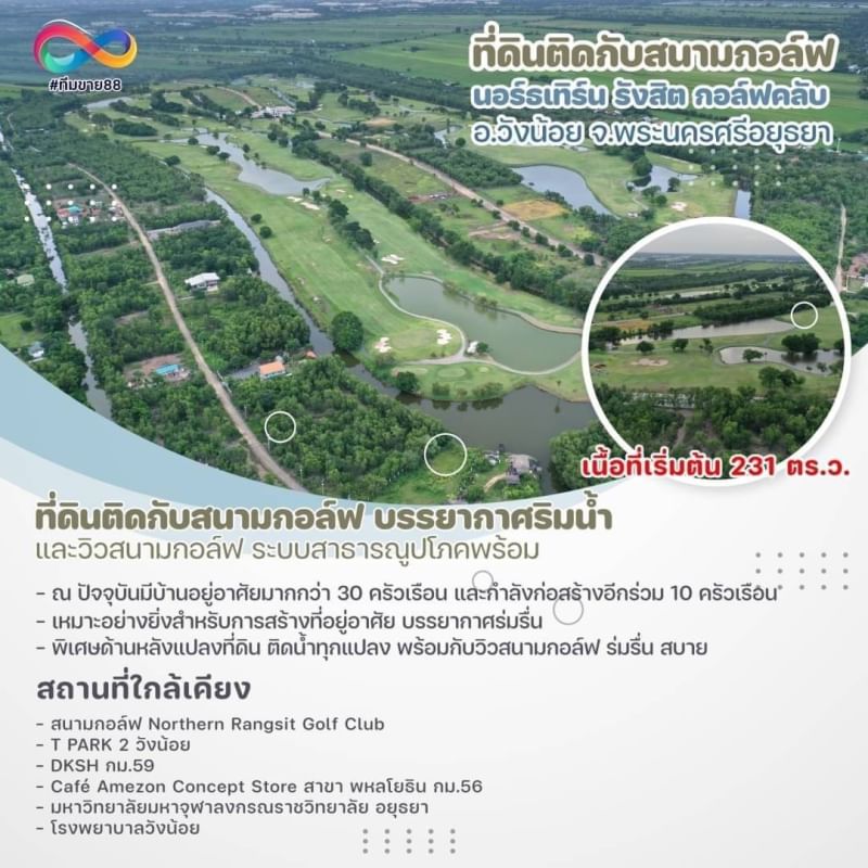 ขายที่ดินพระนครศรีอยุธยา วังน้อย 1-0-8ตารางวา