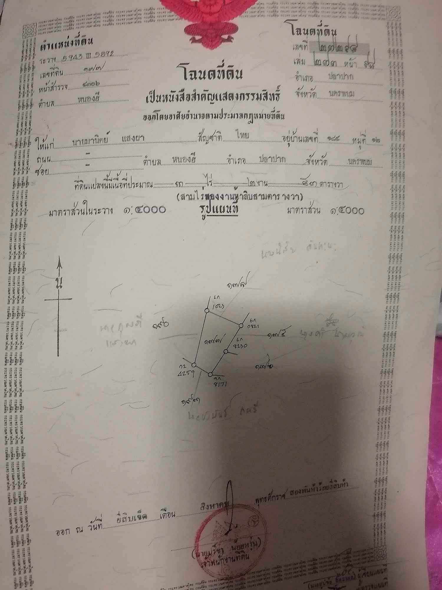 ขายที่นครพนม อำเภอปลาปากราคาตามตกลงพร้อมโอนกรรมสิทธิ์