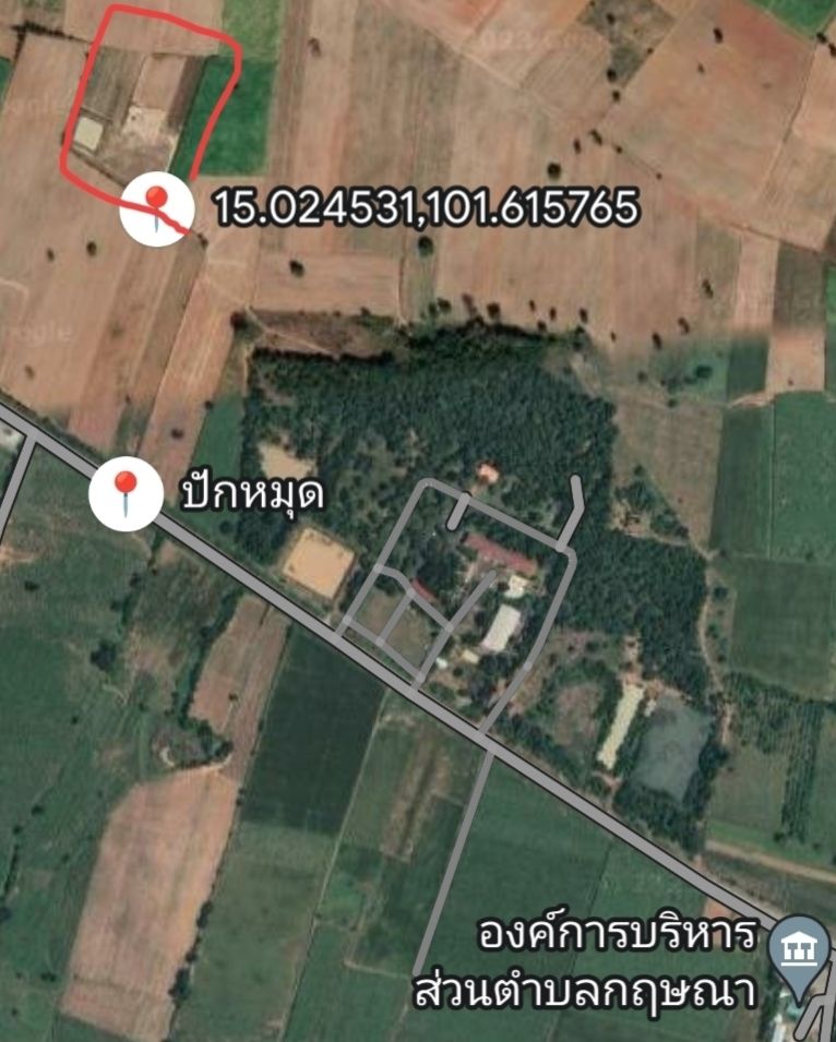 ขายที่ดินนส.3ก 12 ไร่ ใกล้ถนน 4 เลน พร้อมบ้านพักและสระเก็บน้ำ( 1ไร่ )