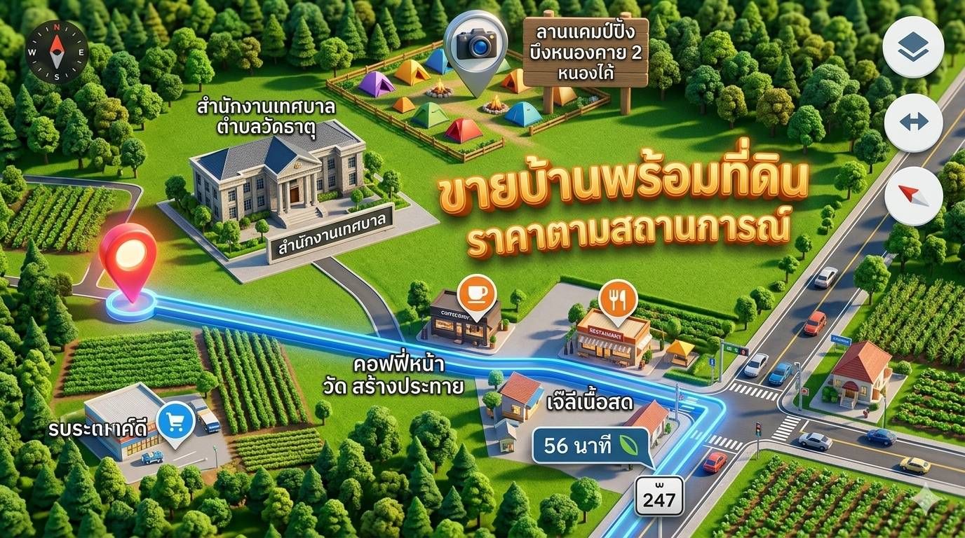 ขายบ้านพร้อมที่ดินหนองคาย อำเภอเมือง ทำเลดี เดินทางสะดวก เข้า-ออกง่าย 
