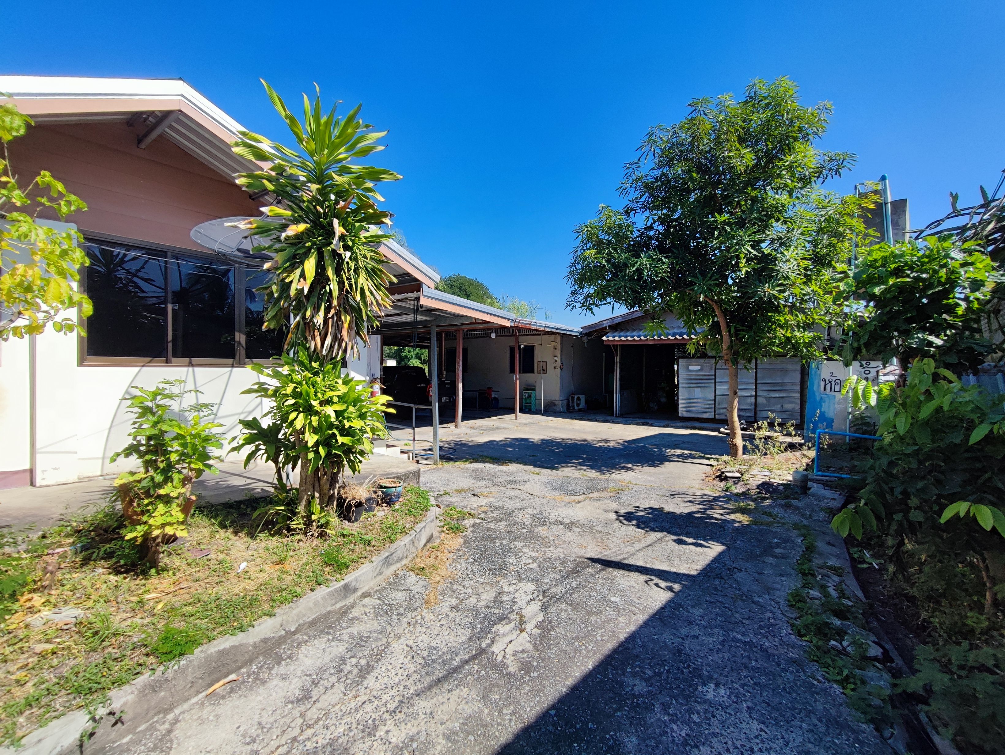 ขายที่ดินพร้อมบ้าน2หลังและโรงเรือน ติดถนนสี่เลน ห่างเซเว่น 100 ม.
