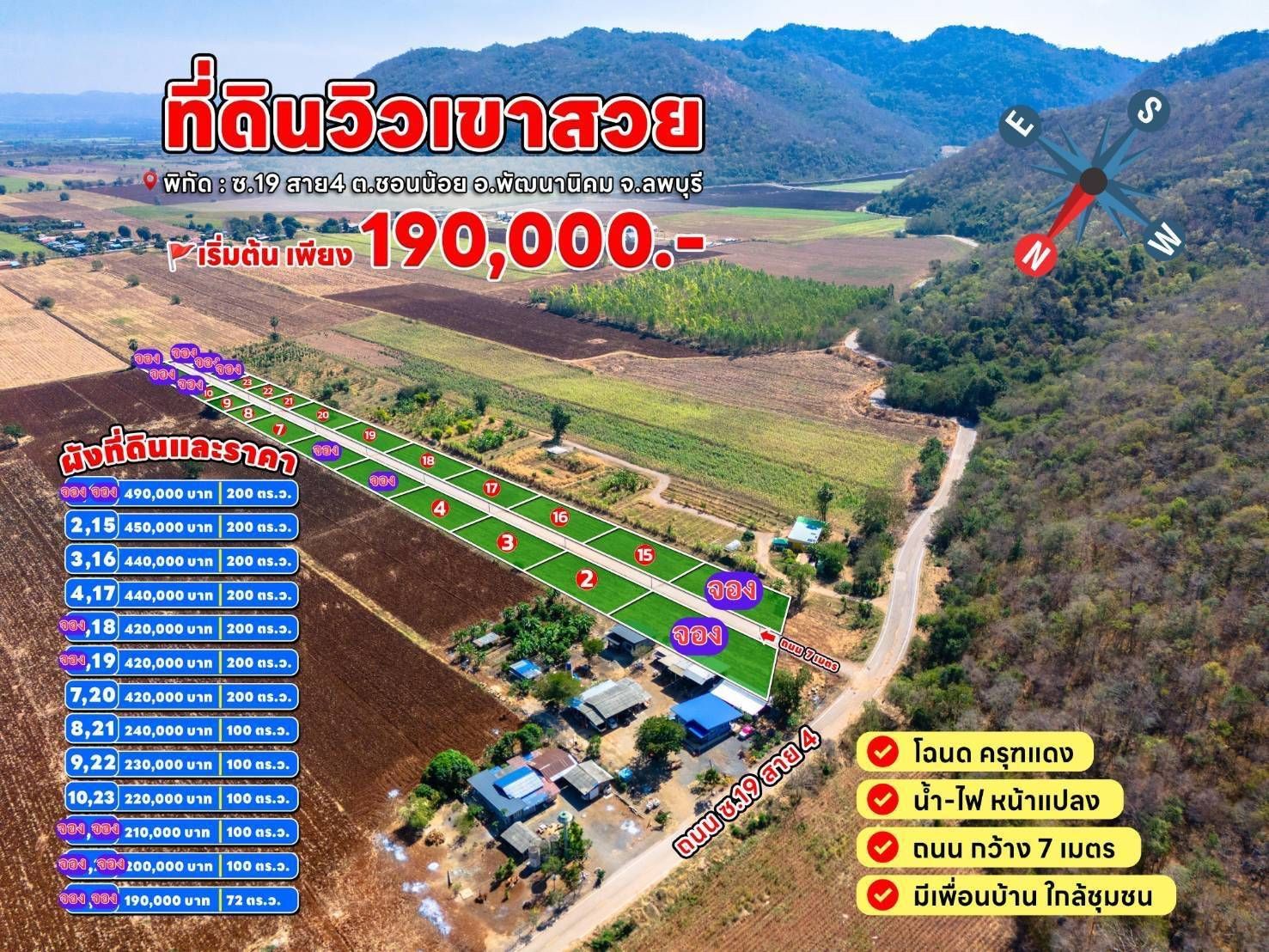ขายที่ดินลพบุรี อำเภอพัฒนานิคม ที่ดินเปล่าแบ่งขาย เริ่มต้น 1 งาน.