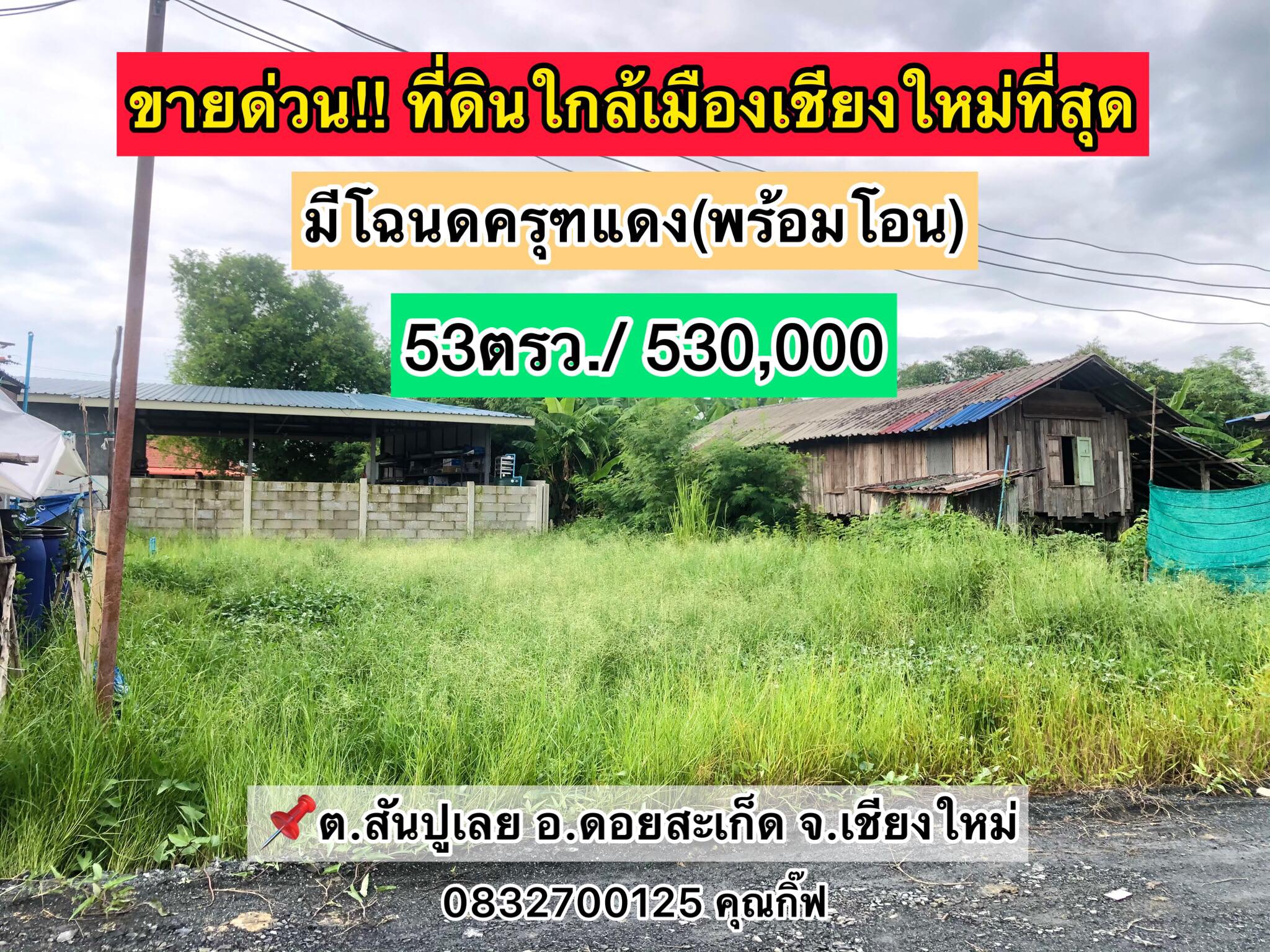 ขายที่ดินเชียงใหม่ เหมาะมากสำหรับสร้างบ้าน อ.ดอยสะเก็ด จ.เชียงใหม่ 53.1 ตารางวา