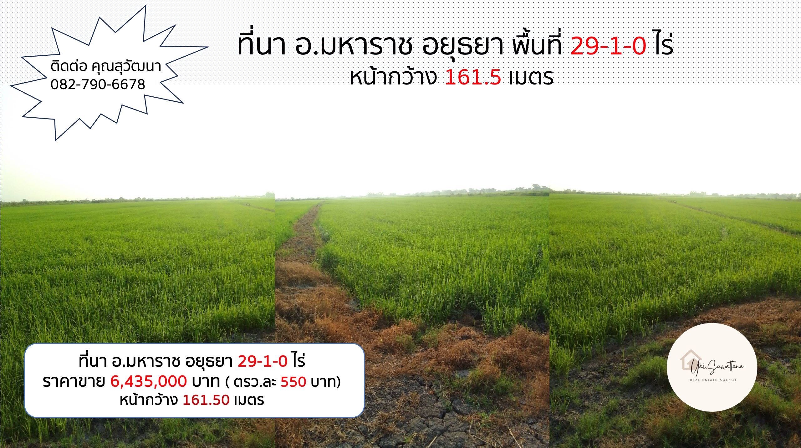 🔥🔥ที่ดิน  29-1-0  ไร่ ต.บ้านนา มหาราช อยุธยา ใกล้อ่างทอง ราคา 6.435 ล้าน -ตรว.ละ 550 บาท-เจ้าของขายเอง