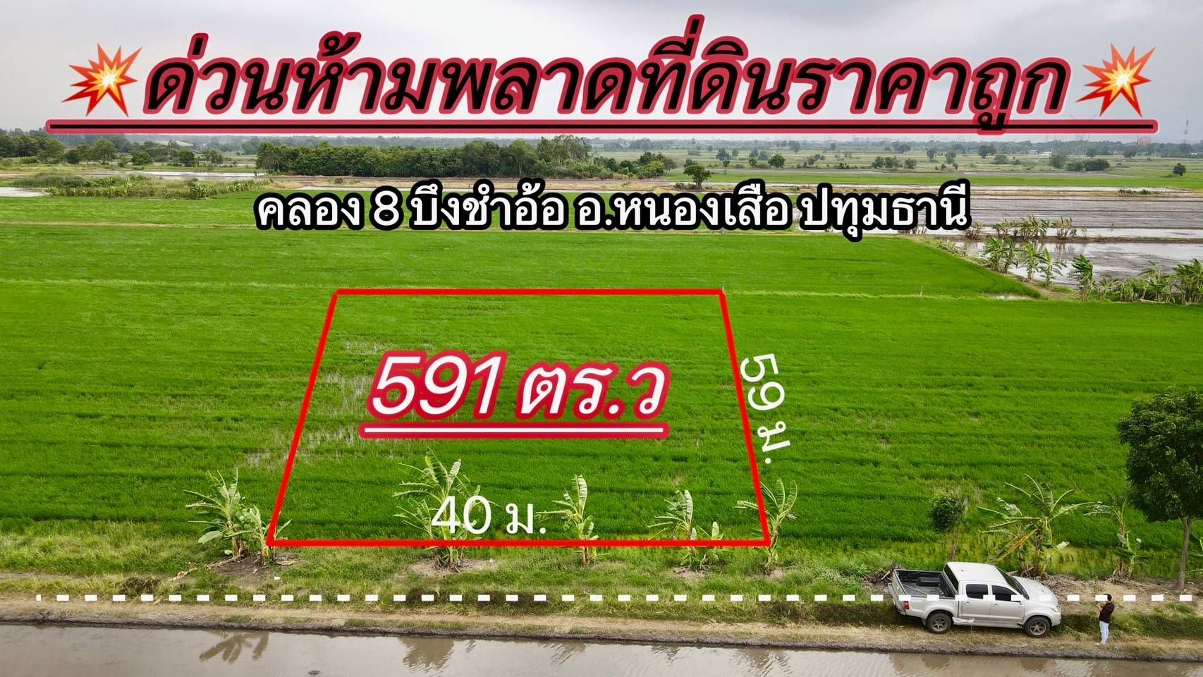 ขายที่ดินปทุมธานี อำเภอหนองเสือ ที่ดินแปลงสวย บรรยากาศดี 