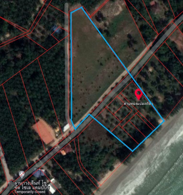 ที่ดินสวยติดทะเลหาดหน้าทับ อ่าวบางสน หน้าทะเลกว้าง 80 ม.