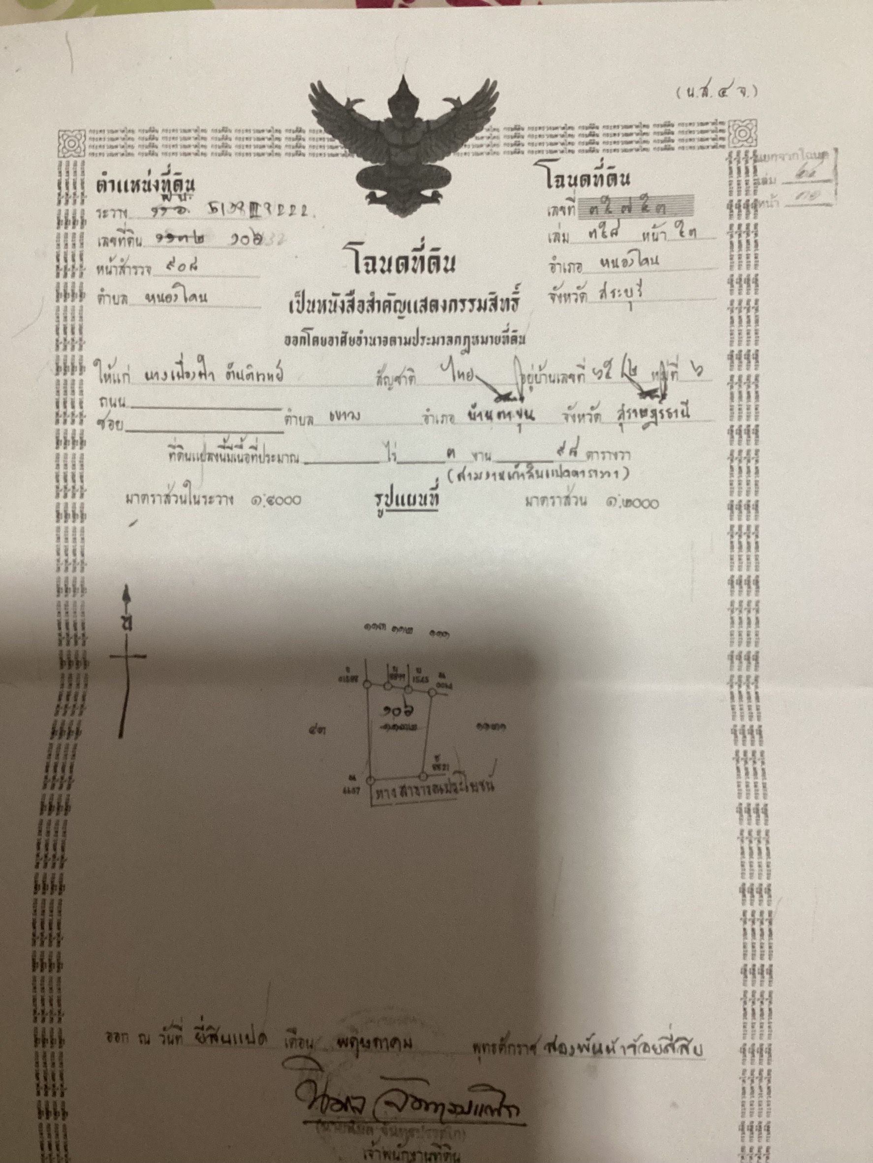 ขายที่ดินสระบุรี อำเภอหนองโดน พร้อมสิ่งปลูกสร้าง